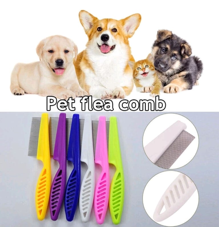 Cat Dog Pet Flea Comb and 2 Sided Undercoat Fur Rake Set - 2 Pack