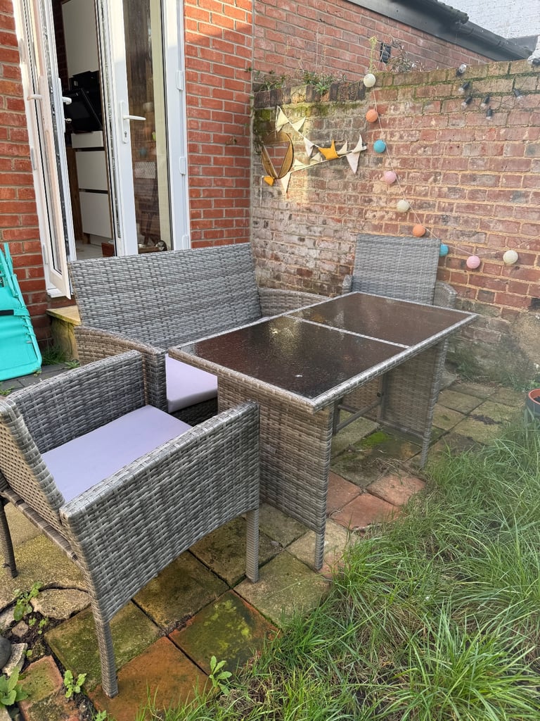 image for 4 Seat Porto Garden Rattan Furniture set Wicker Lounge Sofa Table