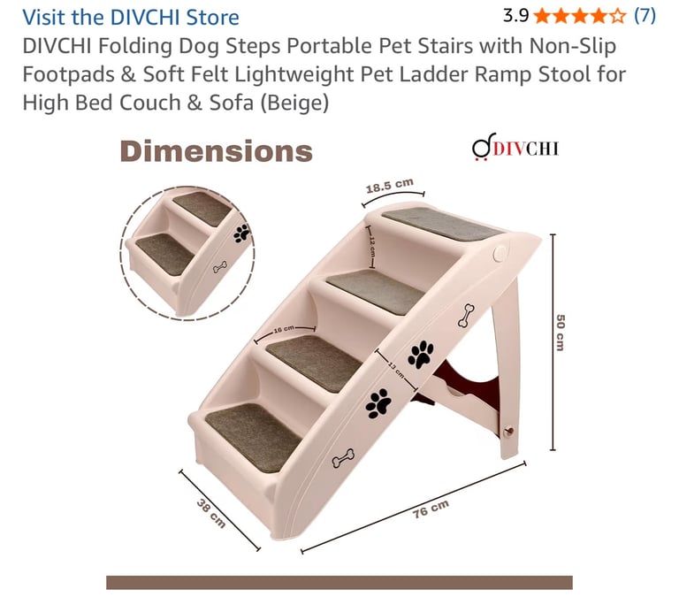 Visit the DIVCHI Store 3.9 * DIVCHI Folding Dog Steps Portable Pet Stairs 