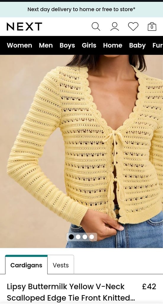 image for New Lipsy Women's Yellow Cardigan with tag - size 8