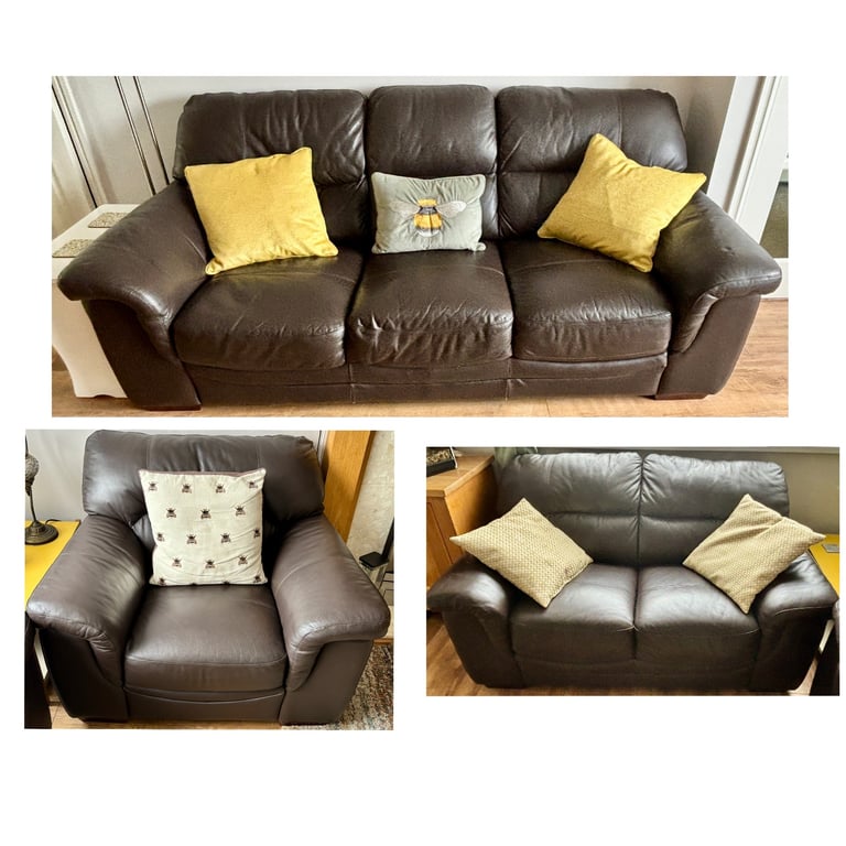 image for Italian Leather 3 Piece Suite 3 plus 2 plus 1
