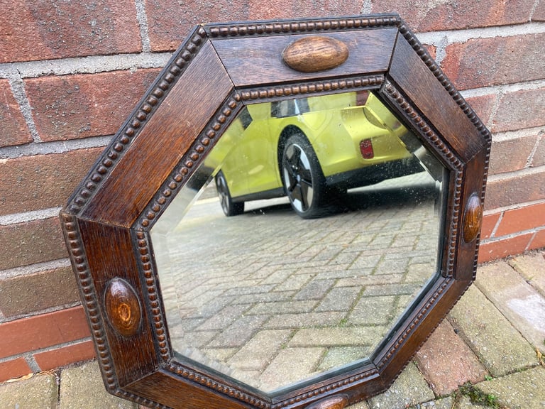 Vintage Edwardian Oak Octagonal Mirror - Small Project