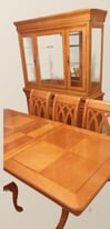 Extending Dining Table with 8 chairs & matching Display cabinet