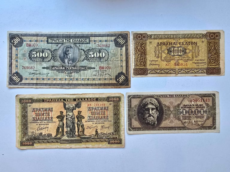 image for 1932-1943 Collection Lot Antique Various Greek Drachma Banknotes