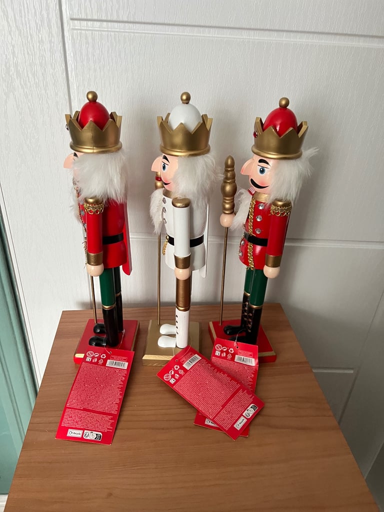 3 wooden Nutcracker Christmas Ornaments NEW 