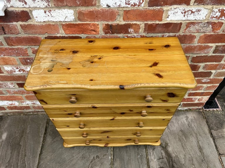 Solid Pine Chest of Drawers for Upcycling Project / Painting - Good Condition 