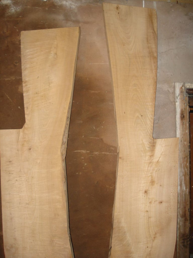 PAIR BOOK MATCHED LARGE AND THICK ELM BOARDS SLABS 94" &100" LONG BOARDS C