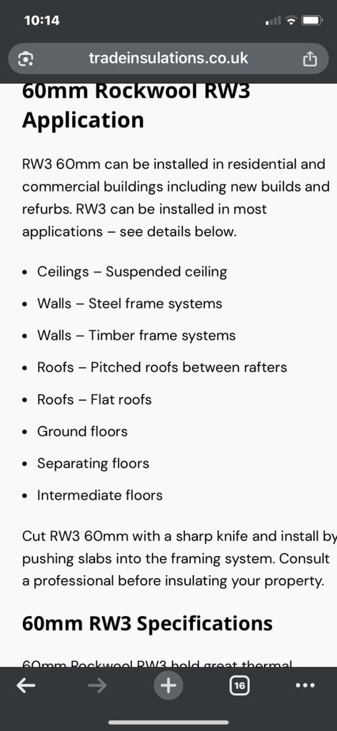 Rockwool RW3 Acoustic Insulation