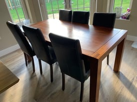 Dining Table and 6 leather upholstered chairs