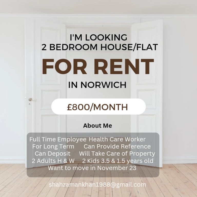 Looking for 2 bedroom house/flat for RENT