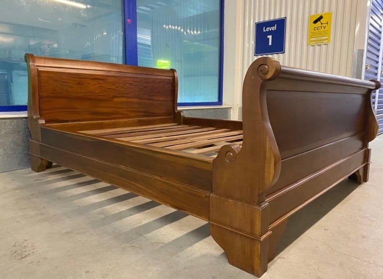 Solid Teak sleigh King size bed frame 