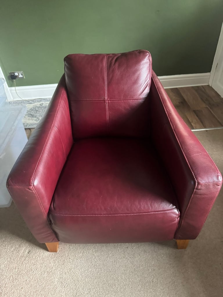 image for Red Leather Armchair - collection needed ASAP