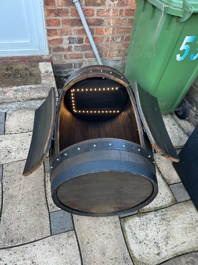 Whisky barrel drinks cabinet 