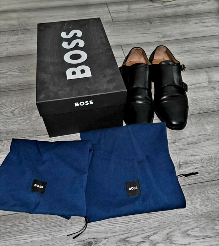 Hugo boss leather monk shoes 