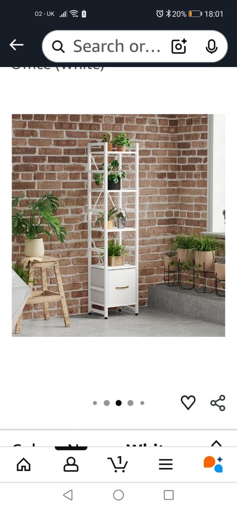 image for Elegant white slim shelving unit with storage boxes