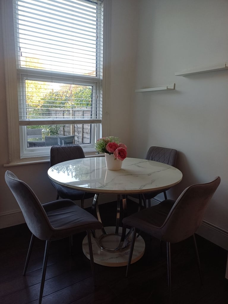 image for Marble round dining table with 4 chairs 