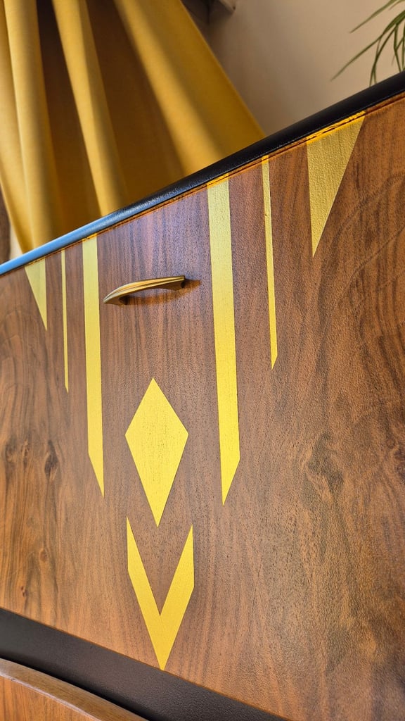 SALE - Unique art deco mid-century modern tall cocktail cabinet/ vintage drinks cabinet/ bar