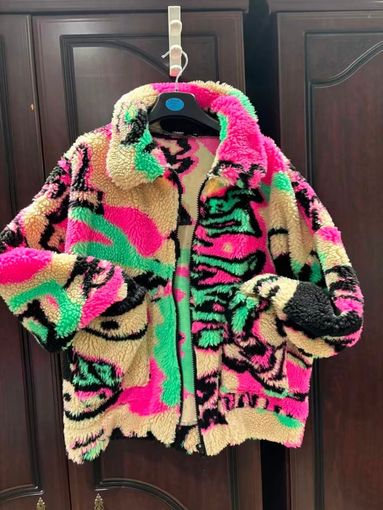 Women Jaded London rainbow fleece zip up jacket, Size S/M