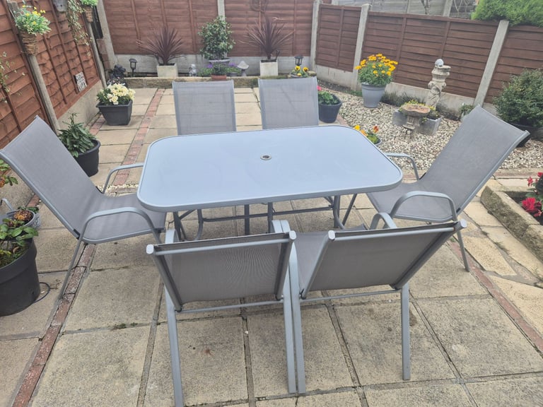 Table and six chairs