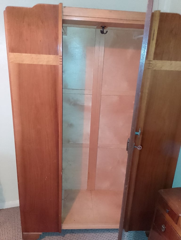 2 Vintage Wardrobes and 1 Dressing Table Set
