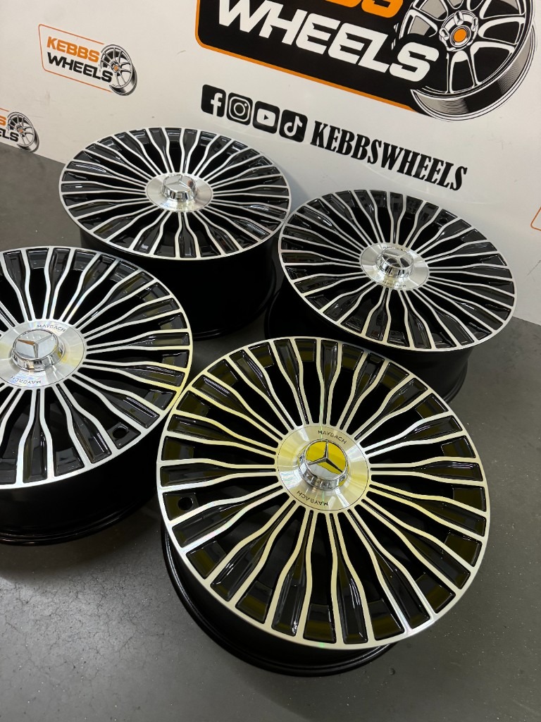 20" 2025 MERCEDES MAYBACH STYLE ALLOY WHEELS BLACK MACHINED C CLASS E CLASS S CLASS