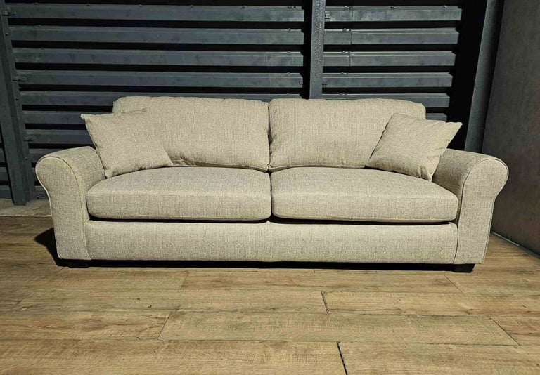 Hardly Used Fabric 4 Seater Sofa- Stone.