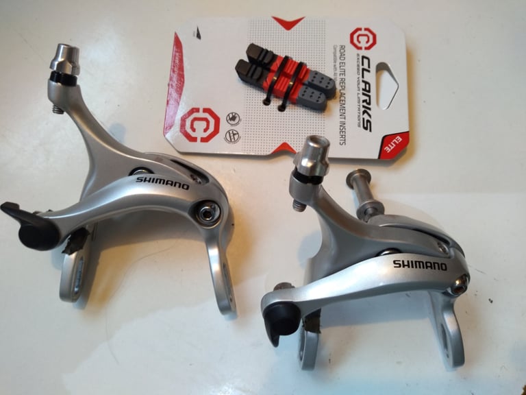 image for SHIMANO TIAGRA BR-450 RIM BRAKES FRONT & REAR, MID-DROP + CLARKS PAD INSERTS *CAN SHIP**