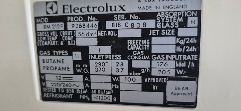 ELECTROLUX RM212F 3way fridge freezer for caravan motorhome boat camper.