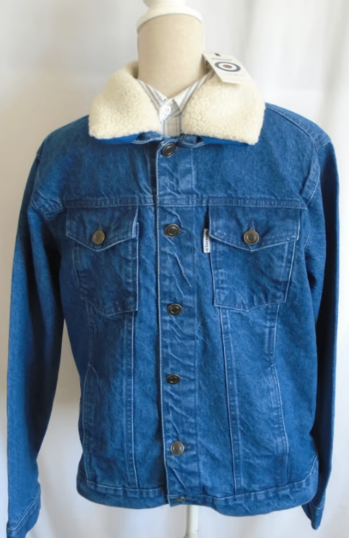 image for Lambretta Mens Sherpa Collar Warm Jean Denim Jacket Coat Medium New and Tagged