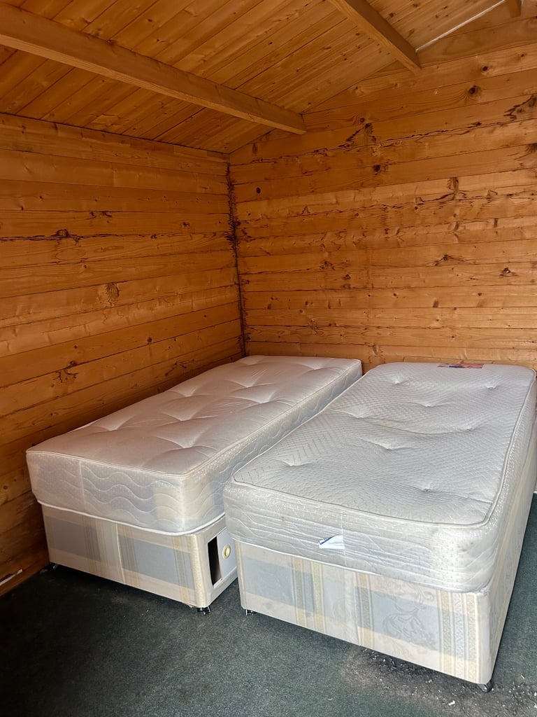 2 X SINGLE BED BASE AND MATTRESS FOR SALE. FREE LOCAL DELIVERY 