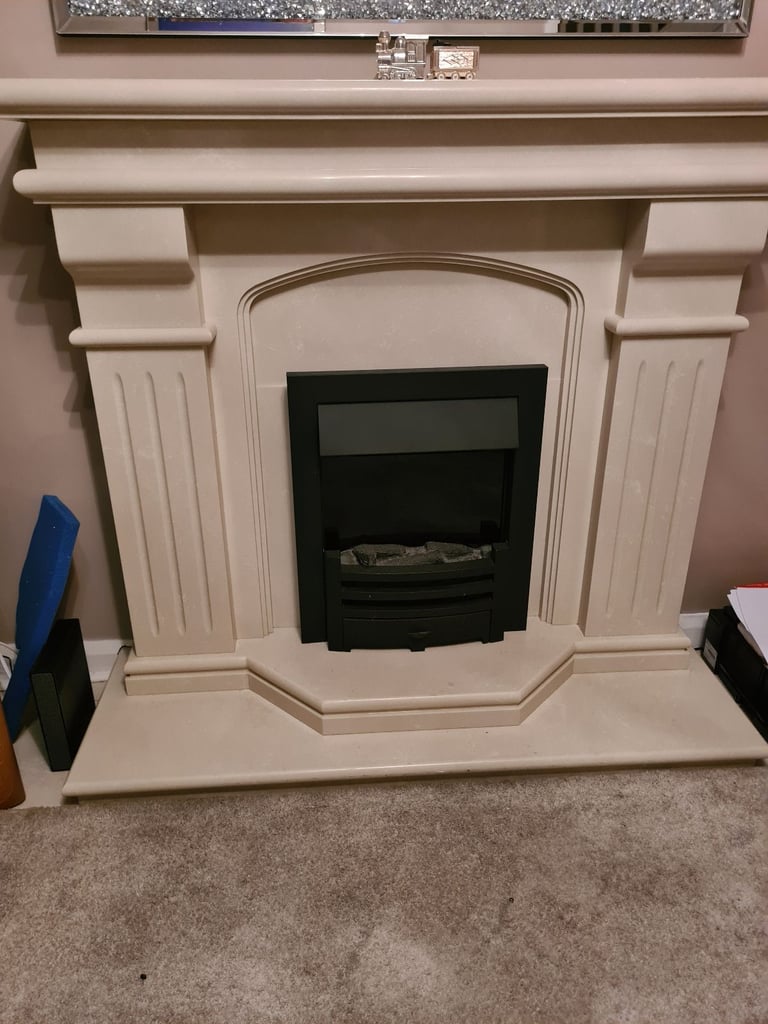 Ivory real marble fireplace 