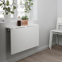  NORBERG Wall-mounted drop-leaf table, white, desk IKEA 