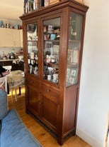 Stylish solid oak glass cabinet, excellent condition