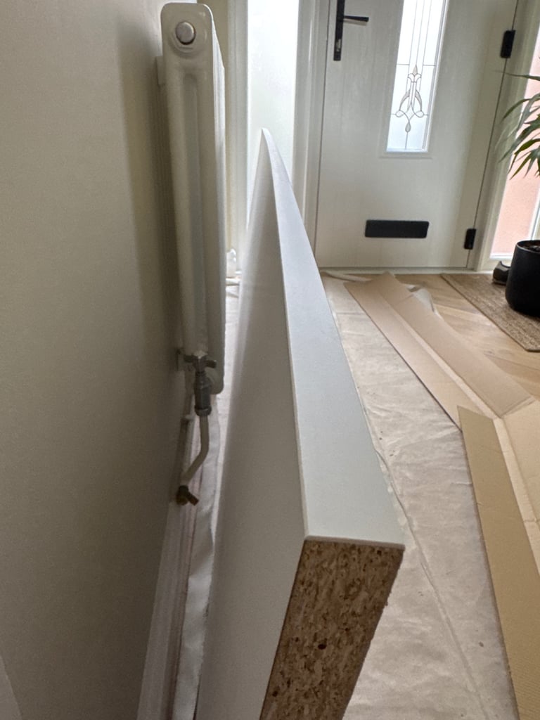 Unused white laminate worktop