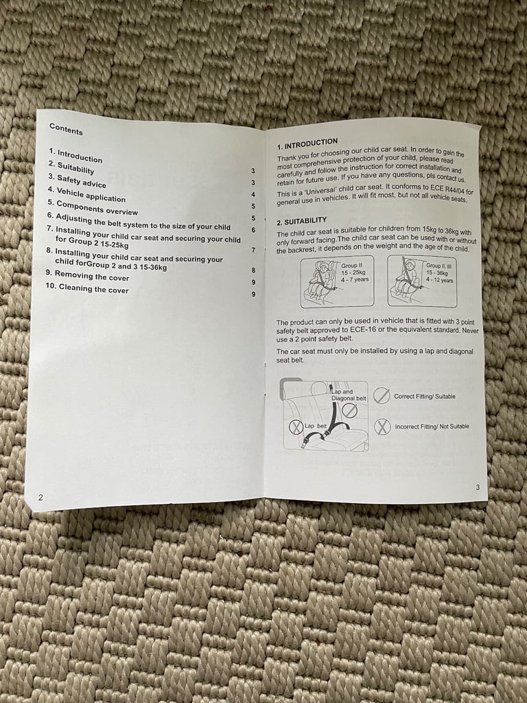 Free Child Car Seat (Group II/III, 15–36 kg)