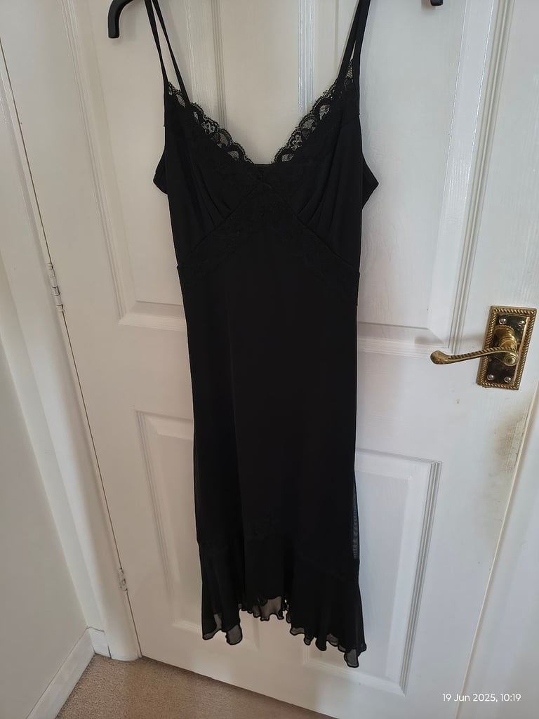 Black lacy lined dress- size 10