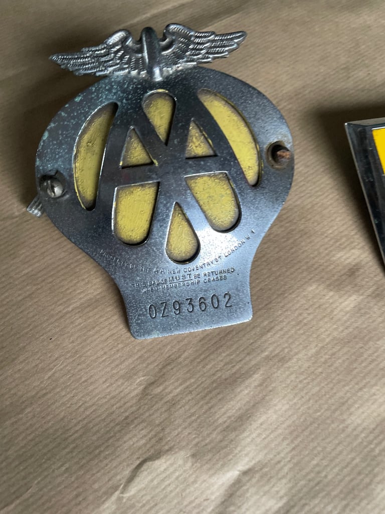 image for AA chrome car badge from 1945 + 1 other