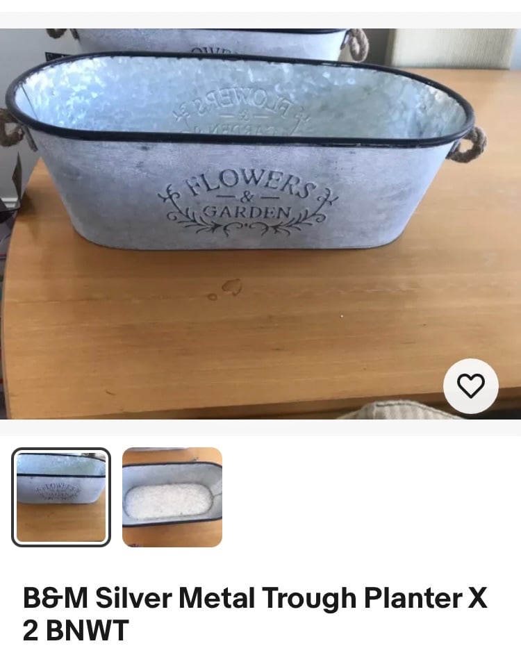 BNWT B&M Metal Trough Planter x 2