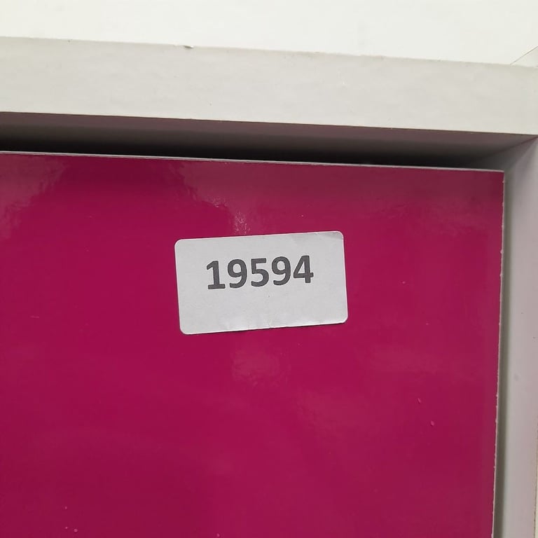 White and pink 3 door wardrobe 105cm x 50cm x 172cm, Ref:19594