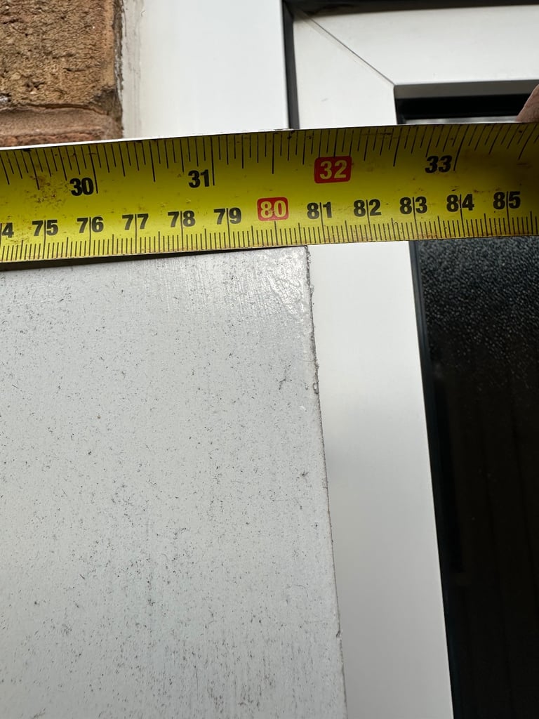 Heavy solid hardwood door.