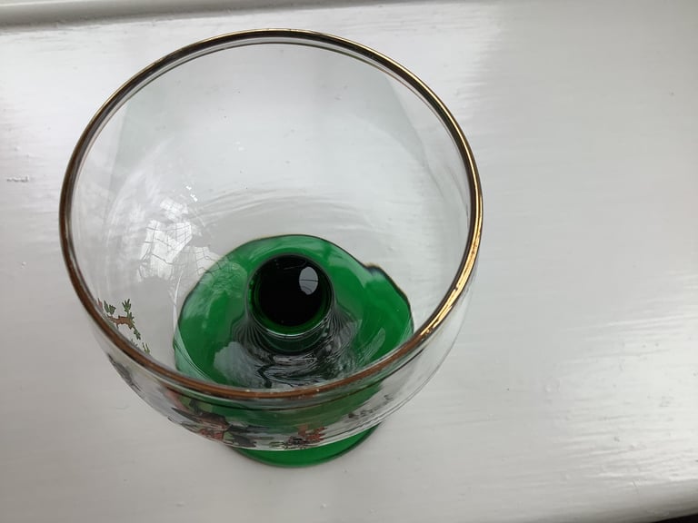 Vintage Roemer Ribbed Green Stemmed Glasses, Set of Two