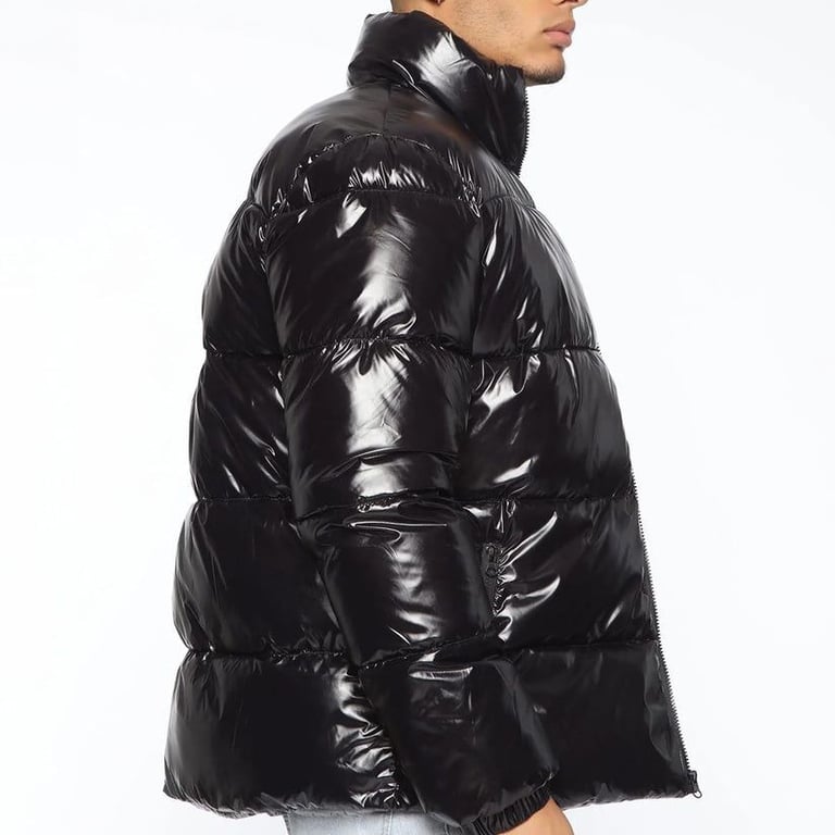 image for Men’s Black Puffer Jacket – Quilted Winter Coat