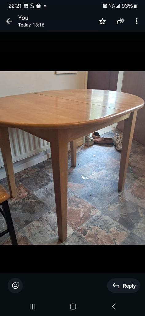 TV unit size in picture.  Kitchen Table