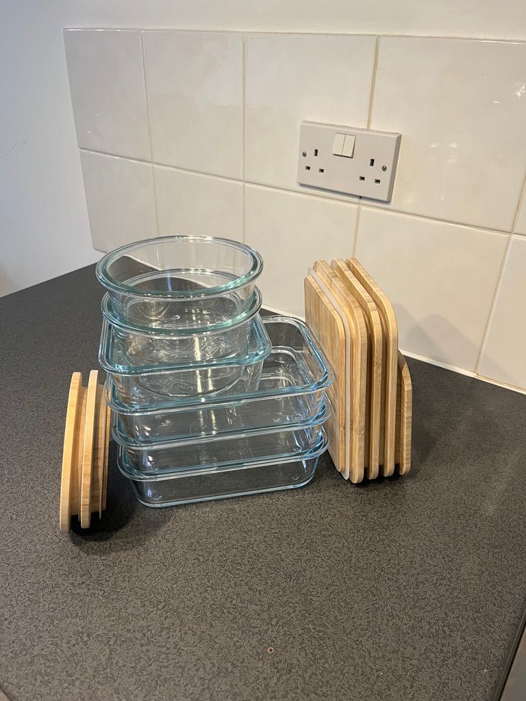 image for Glass Tupperware with Bamboo Lids