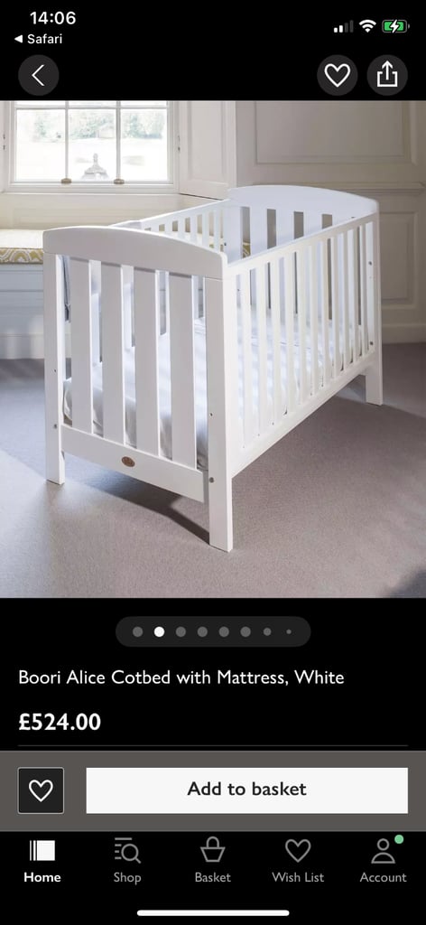 Boori nursery set, cor bed. Changing table, wardrobe. 