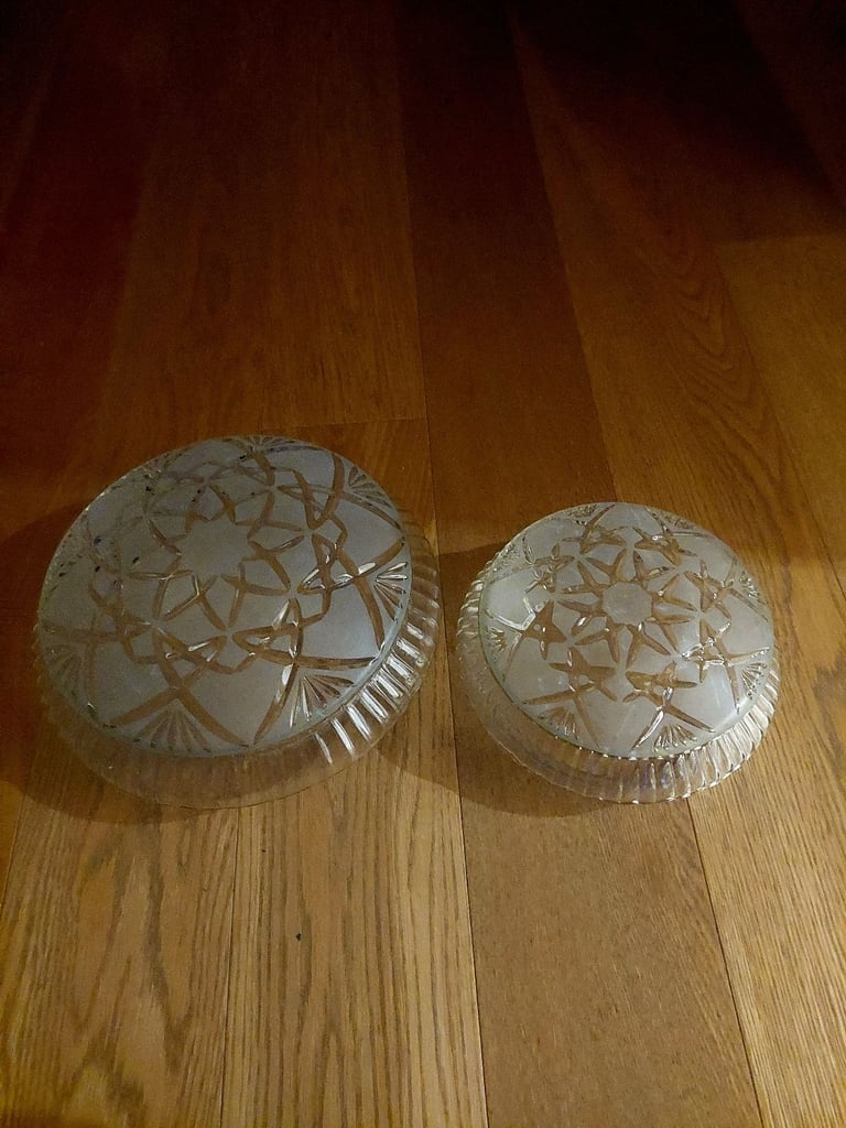 image for Vintage, mid-century (large & small) former ceiling glass light shades