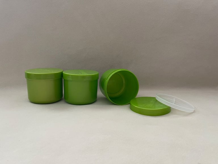 Durable Green Storage Containers – 10.3 Ø × 8.7 cm – £2 Each
