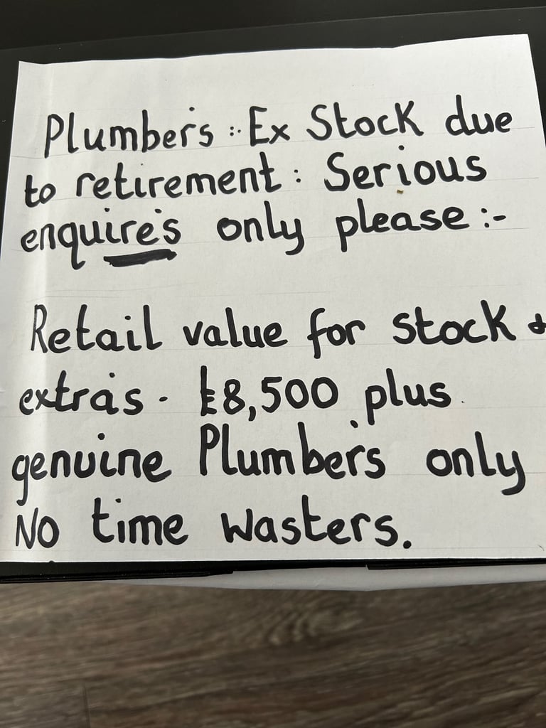 Brand new Plumbing stock for sale 