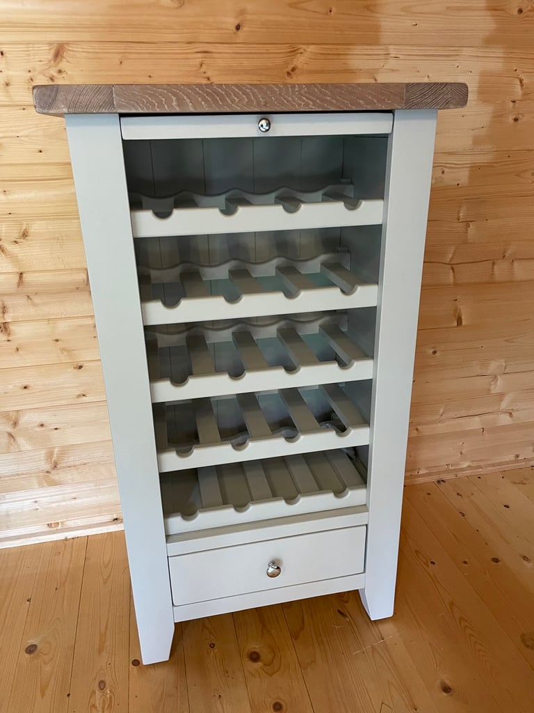 image for Premium Oak Wine Cabinet Oak/Grey (RRP £299) NEW 