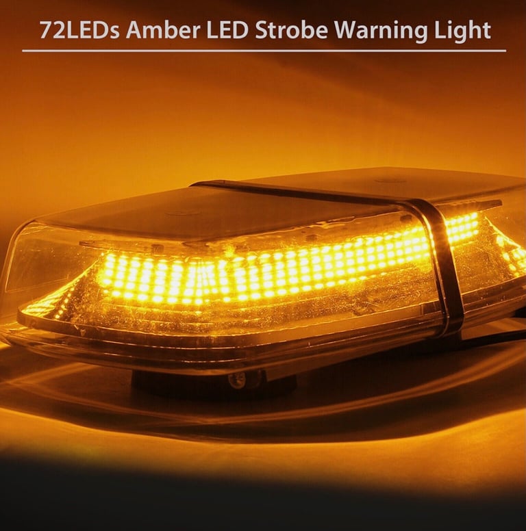 72 LED Car Roof Recovery Light Bar Warning Strobe Flashing Magnetic Beacon Amber.